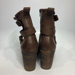 Lucky Brand Orenzo brown leather boots block heel buckle women’s size 8.5 trendy Photo 4
