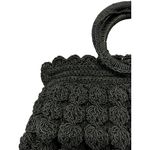Vintage Black Crocheted Popcorn Stitch Handbag Small Purse Mid Century Used Photo 15