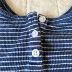 American Eagle Blue Stripe Crop Henley Tank Photo 2