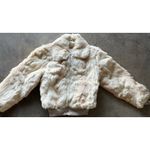 Vintage Elam White Brown Beige Rabbit Fur Zip Down Long Sleeve Women’s Sz M Size M Photo 1