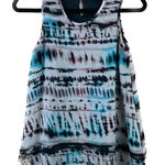 Japna  Tie Dye Stripe Chiffon Tank Top Blue Black‎ White Multi Small Flowy Y2K Photo 0