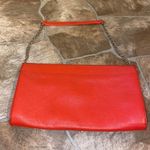 DKNY Orange Genuine Leather Gold Chain Strap Shoulder Bag Photo 5