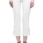 L'Agence Nadia Cropped Straight Jeans White Silver Tuxedo Stripe Stretch 25 Photo 0
