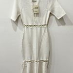 Jonathan Simkhai Short Sleeve Knit Cut Out Bodycon Midi Dress White Women's S Photo 0