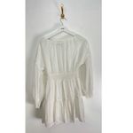 Alice + Olivia  Kiara Smocked Long Sleeve Button Front Dress in Off-white US 2 Photo 8