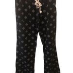 Roxy Black Printed Snowflake Lounge Pant Sz L Relaxed Flare Hem Drawstring Waist Photo 0