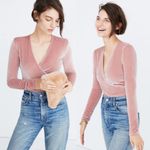 Madewell  Dusty Rose Pink Velvet Bodysuit Long Sleeve Top Festive S Photo 1