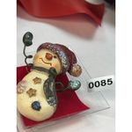 Snowman Brooch Pin With Glitter Accents & Red Hat On Red Display White Photo 2