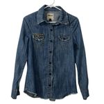 Dollhouse  Blue Button Down Denim Shirt(Size Small) Photo 2