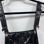 Hot Topic  Shiny Black faux leather Pinafore skirt w/pockets adjustable straps xs Photo 4