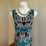JM Collection s Blue Black White Paisley Design Sleeveless Dress SZ L Midi Photo 2