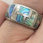Sterling Silver Vintage NE 925 Signed  Abalone Inlay Ring Band Size 6.5 5.9g Photo 10