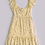 Hollister NWT  Yellow Floral Tie-back Flutter Sleeve Mini Dress - Medium Short Photo 3