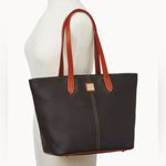 Dooney & Bourke  Eva Large Zip Shopper Black and Brown‎ Slouchy Leather Tote Photo 10