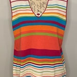 Evan Picone  vintage cotton sleeveless sweater tank multi stripe XL Photo 0