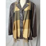 Vintage Scottish Cashmere Patchwork Chevron Scarf Made in Scotland Tan Black Photo 2