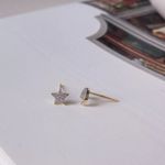 Boutique NEW Dainty Moon &ā Star Stud Earrings | 18k Gold Photo 6