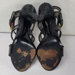 Dolce & Gabbana  Black PVC And Leather Strappy Woven Detail Heel Sandals Sz 38.5 Photo 8