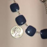 Elegant Silver Tone Blue Shimmer Enamel Statement Necklace Photo 2