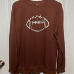 Game Day Sweatshirt Large Crewneck Womens Brown‎ L Football Tailgate Brown Photo 0