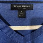 Banana Republic  Sweater Womens Medium Blue Silk Linen Blend V Neck Pullover Photo 6