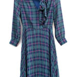 J.Crew  Black Watch Tartan Plaid Tie Neck Pleated Midi Dress Holiday 00 Photo 0