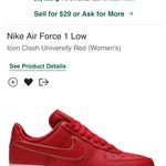 Nike - Women’s Air Force 1 Low Red Gold Swoosh Sneaker, Size 8 Photo 10