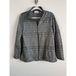 Stan Herman Fleece Jacket Women's Large Geometric Gray Zip Up Mock Neck Casual Photo 3