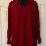 None Long Sleeve V-Neck Shirt Red Women Size Medium NWOT Photo 0