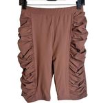 Alix NYC Bolton Biker Shorts Womens Small Brown Ruched Athletic Or Casual Photo 0