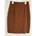 Carmen Marc Valvo Women's Burnt Orange Embroidered wool Pencil Shirt, Size 6 Photo 3