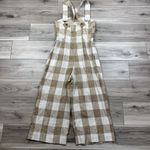 Gal Meets Glam  Bailey Gingham Linen Wide Leg Jumpsuit In Natural‎ Sz 2 NWT Photo 6