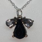 Handmade Silver-Tone Black & Clear Rhinestone Fly Pendant Necklace Photo 2