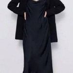 ZARA black satin draped sleeveless midi dress Photo 1