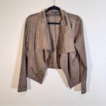 Romeo + Juliet Couture Romeo Juliet Brown Faux Suede Waterfall Bomber Jacket Womens M Fall Classic Photo 8