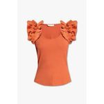 Ulla Johnson  Koa Ruffle Sleeve Rib Top FEMININE CASUAL Size Small S Terracotta Photo 2
