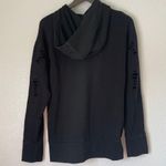 Topshop Nibbled Distressed Longline Black Hoodie 2 Photo 1