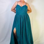Azazie  Teal Maxi Dress with Spaghetti Straps Photo 12