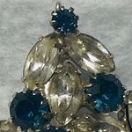 Rhinestone Vintage Pendant Shade of Blue and Clear Stones Rounded Teardrop Shape Photo 10