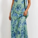 BHLDN   Molly Scarf-Neck Strapless Column Maxi Dress, Mint Cabbage Roses, Large Photo 1