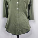 Guess Olive Green Knit Button Down Shirt Photo 2