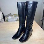 Tory Burch  gigi boots Black Leather Suede Knee High Boots Gold Logo Heel Size 9M Photo 10