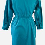 Vintage 70s 80s Petrina Petites Teal Career Shirt Dress 6 Blue Photo 2