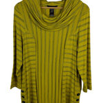 Ali Miles Striped Cowl Neck Tunic‎ Top Sz Medium Mustard Yellow Artsy Boho Comfy Photo 0