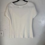 Dear John White Ribbed Sweetheart Neck Short Slv Knit Top Size L Feminine Dainty Photo 5