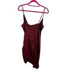 Pretty Little Thing NWT Dress Womens Sz 8 Burgundy Ruched Slip Chic Asymmetrical Photo 1