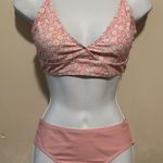 SheIn Pink & White Poppy Floral Two Piece Bikini Size Small Photo 0