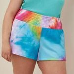 Torrid  3 Plus Size Sleep Terry Cloth Beach Short Rainbow Tie Dye Pull On Coverup Photo 0