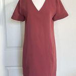 Theory  Crepe Shift Banded V-Neck Admiral Deep Rose Dress Photo 1
