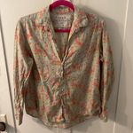 Frank & Eileen Size XS Eileen Relaxed Cotton Floral Button Up Shirt Pink Seafoam Photo 3